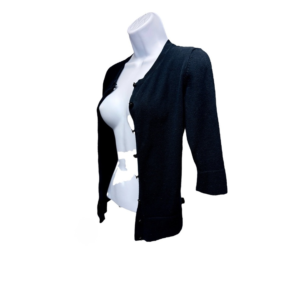 Merona Black 3/4 Sleeve Button Front Cardigan